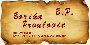 Borika Prvulović vizit kartica